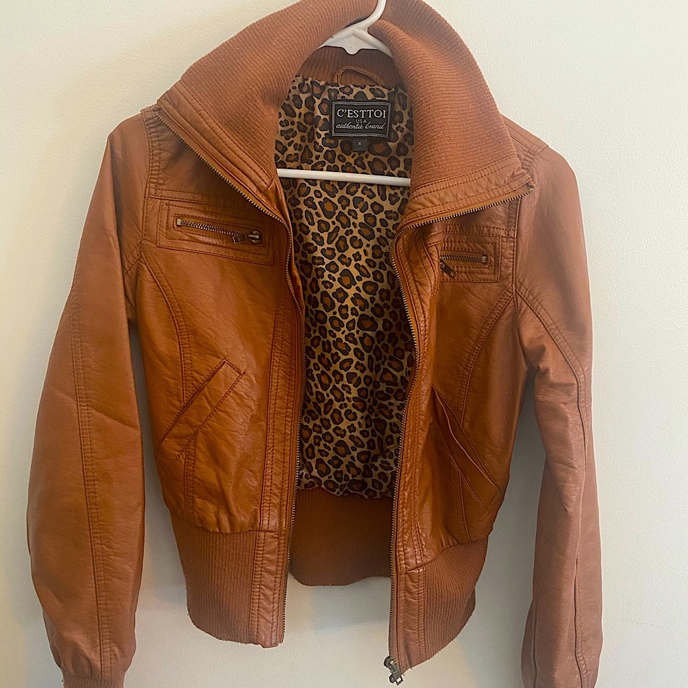 Brown Faux Leather Jacket